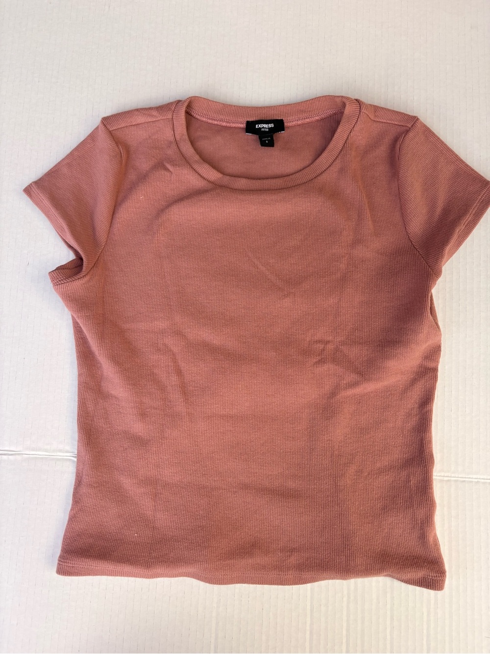 Express Short Sleeve Ribbed Tee - Dusty Rose Pink